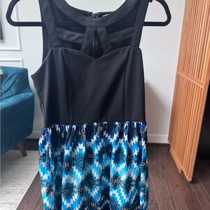 Charlotte Russe Black and Blue Geometric Mini Dress